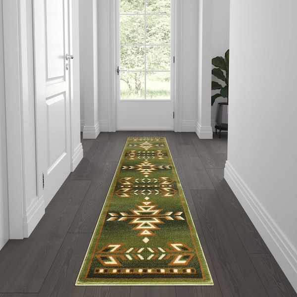Flash Furniture Green 2 x 7 Southwestern Style Patterned Area Rug OKR-RG1113-27-GN-GG - main